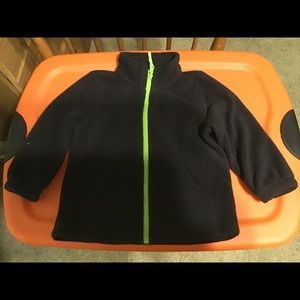 2T boys black and green lining fleece jacket